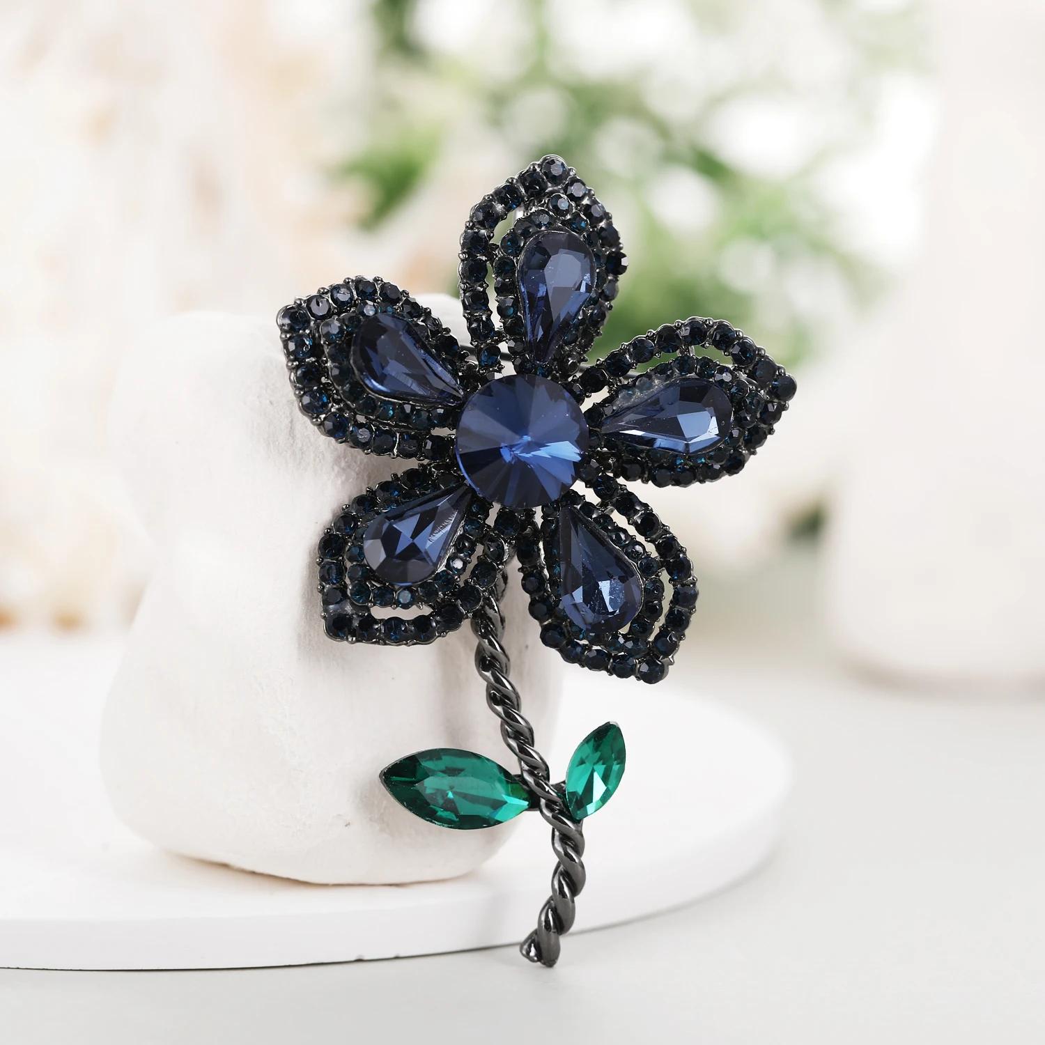 

Розкішний пістолет, чорна квітка, брошка, імітація кришталю, елітна жіноча темпераментна брошка, аксесуари для куртки фіолетовий