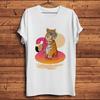Chillin Tiger On Flamingo Funny Chill Tshirt,Men Summer White Short Sleeve Casual T-Shirt Homme