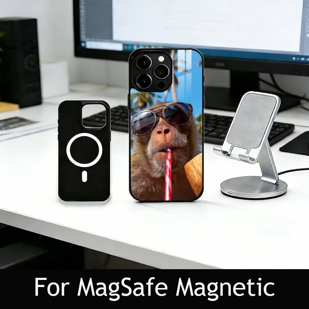 C-Cute F-Funny Monkey Phone Case For iPhone17,16,15,14,13,12,11 Plus,Pro Magnetic with Magsafe Wireless Charging