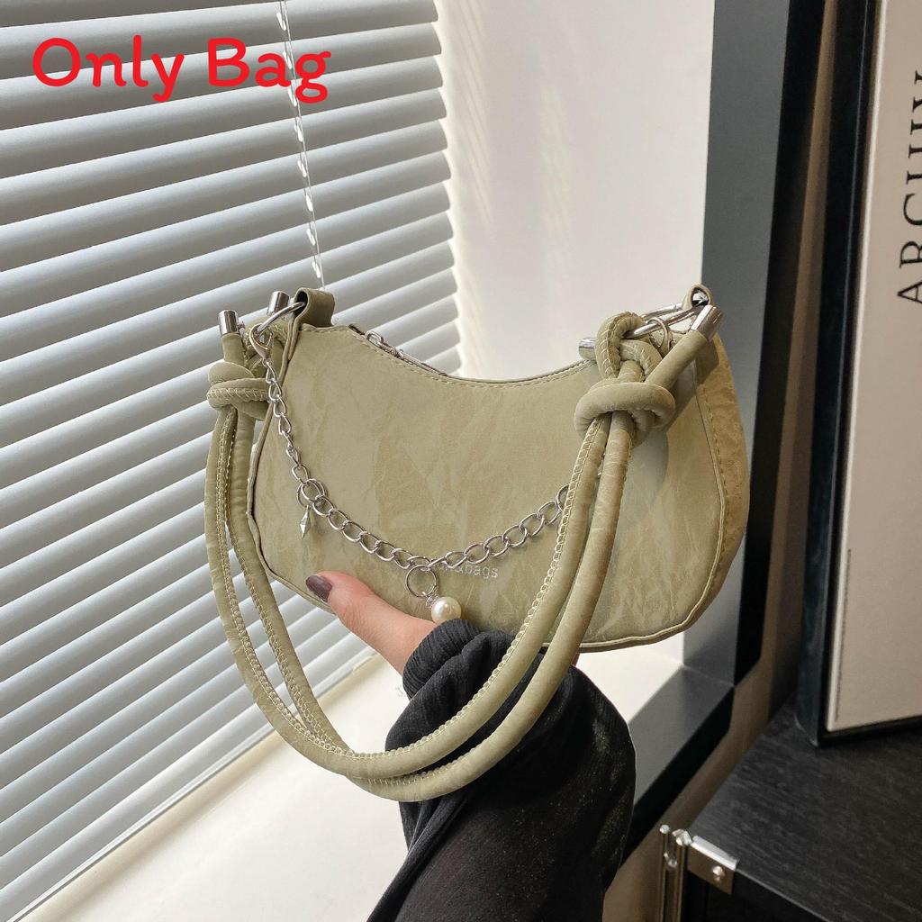 Street Style Pu Shoulder Bag For Women With Chain Strap And Zipper Closure