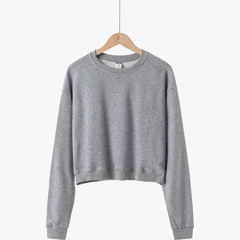 Women's American Style Short Round Neck Hoodie - Autumn/Winter Casual Loose Long Sleeve Slimming Top
