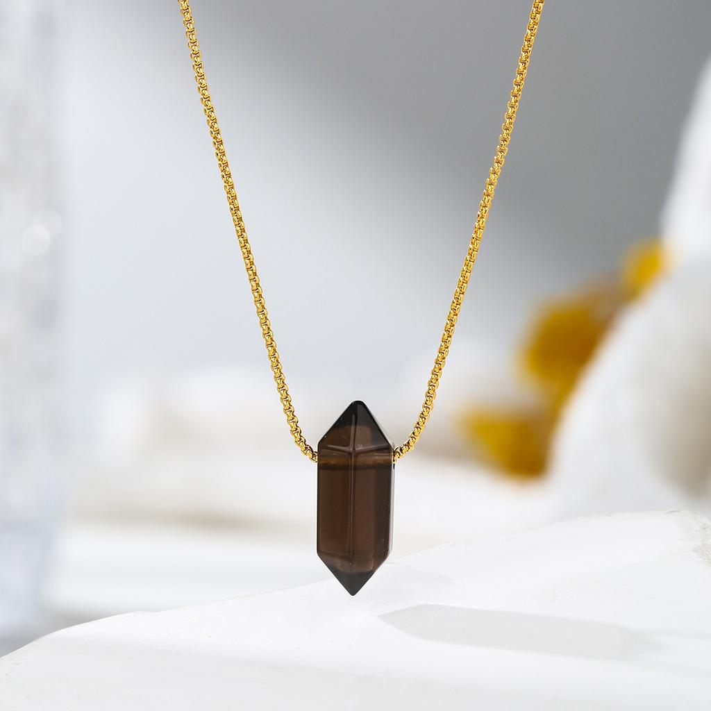 Natural Crystal Pendant, Amethyst, Lapis Lazuli, Necklace, Double Pointed Pillar, Jewelry
