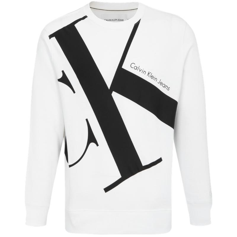 Calvin Klein Couples Series Printed Cotton Crew Neck Pullover Sweatshirt Unisex Sweatshirt White J318474