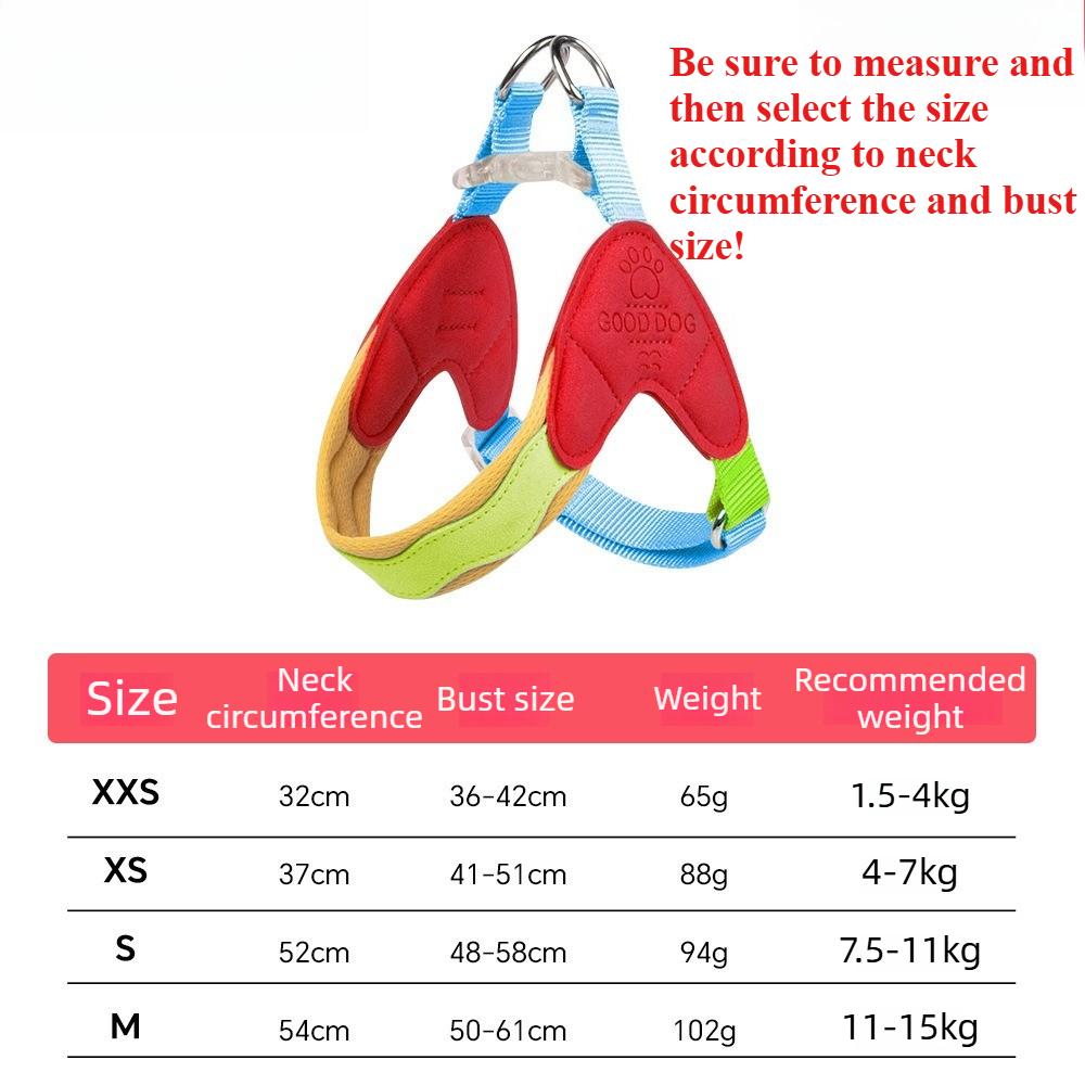 

Dog Harness Y-shaped for Small Dog Shiba Inu Puppy Chest Strap Macaron Color Matching Breathable Safe Puppy Harness Pet Products XXS червоний