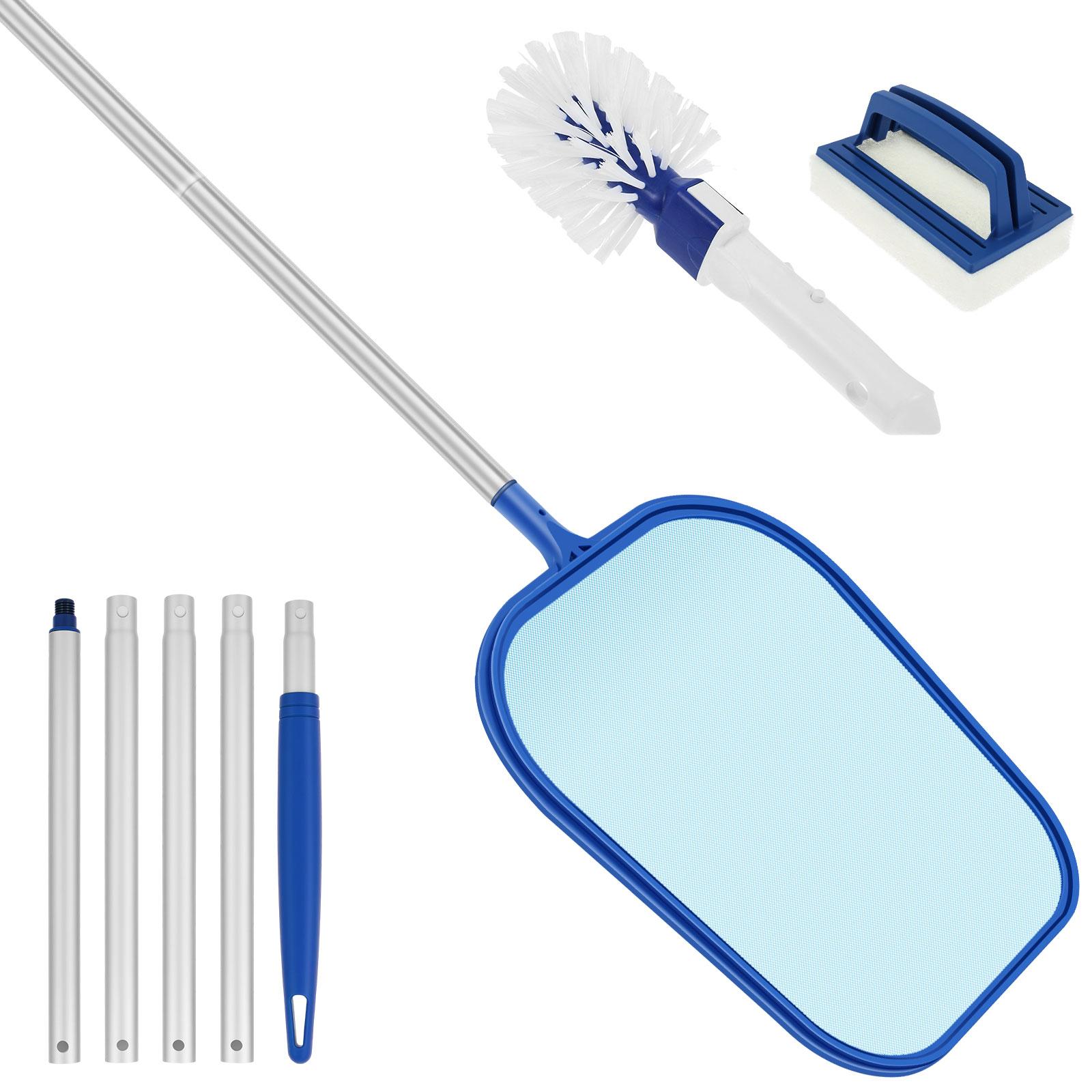 

3pcs/Set Pool Cleaning Kit with Skimmer Net Brush Adjustable Stainless Steel Telescopic Pole Hot Tub Pool Outdoor Accessories