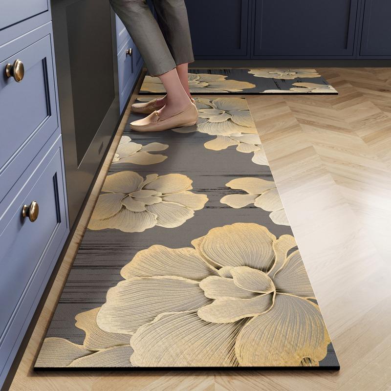 

Kitchen Floor Mat Waterproof Non-slip Pvc Carpet Leather Mats Oil-proof Non-slip Area Rug Home Decoration 1pc 50x80cm