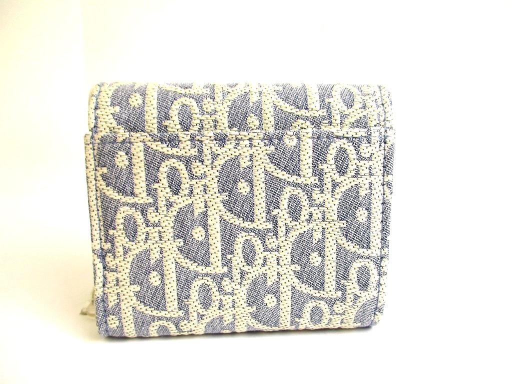Authentic Christian Dior Cannage Light Blue Trifold Saddle Lotus Wallet #a841  Refurbished