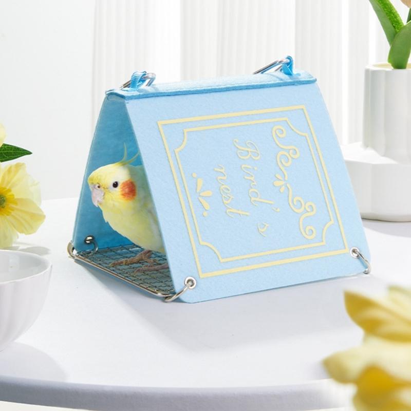 Bird Nest House Bed Bird Bed for Cage with Metal Undercover Hanging Hammock Shed Hideaway Huts for Macaws Parrots
