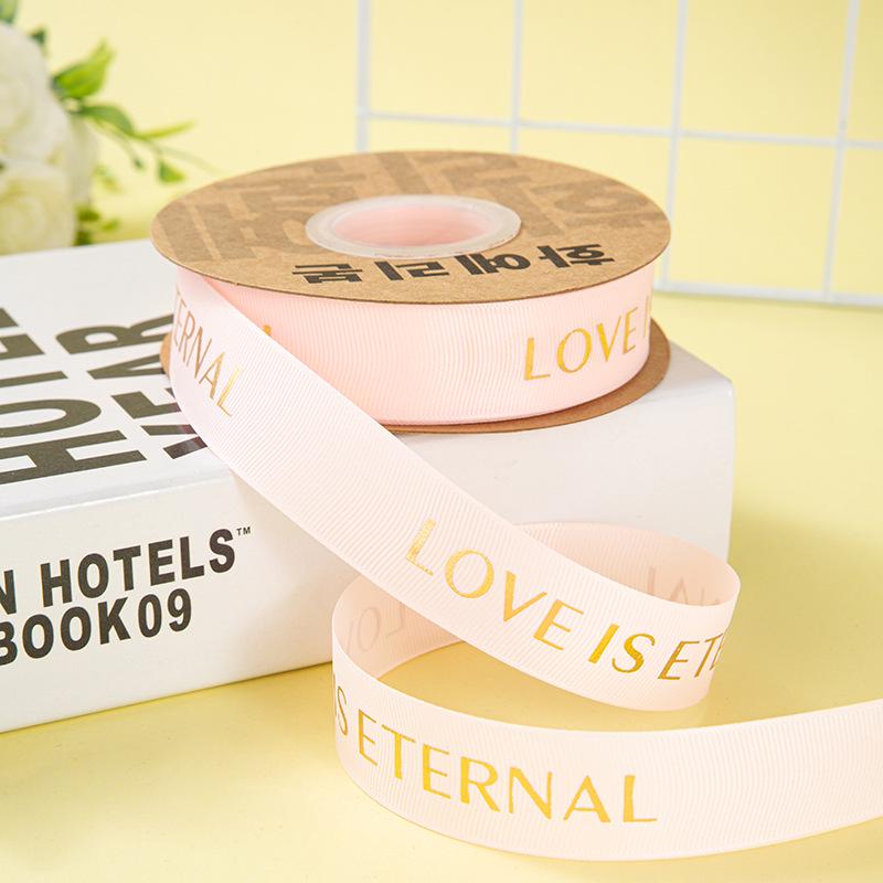 2,5 cm LOVE Heißgeprägtes Blumenband - Herzmotiv Bouquetmaterial