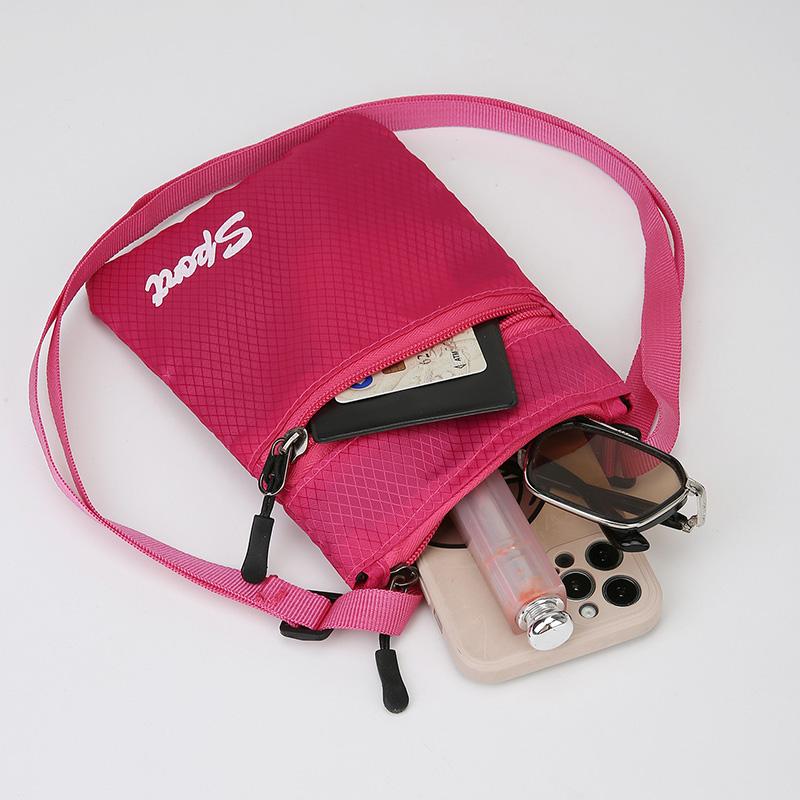 Fashion Multifuctional Square Shoulder Bag Zipper Sports Mobile Phone Pouch Casual Candy Color Coin Pouch Traveling