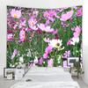 Fiori primaverili Recinzione in legno Arazzo Natura Piante rosa rosa Floreale Appeso a parete Giardino Finestra Scenario naturale Panno Decorazioni per la casa