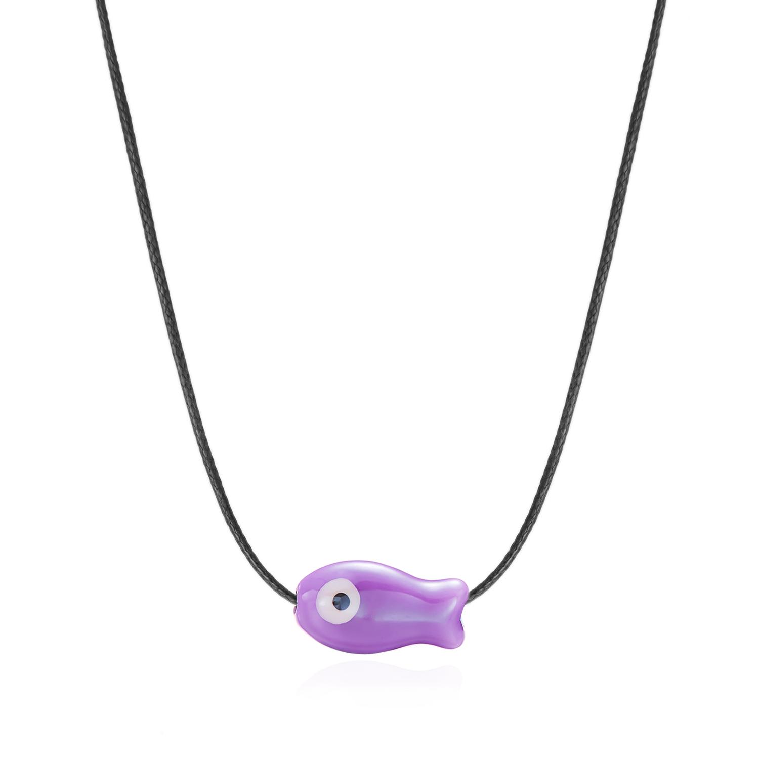 

Colorful Ceramic Fish Necklace for Women Men Minimalist Romantic Small Fish Rope Braided Necklace Sweet Party Jewelry Gifts