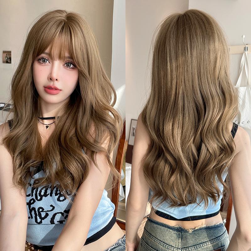 Professional  WIGS Long Body Wavy Sakura Pink Wig for Sweet Girl High Density Synthetic Loose Curly Hair Wig with Bangs Beginner Friendly