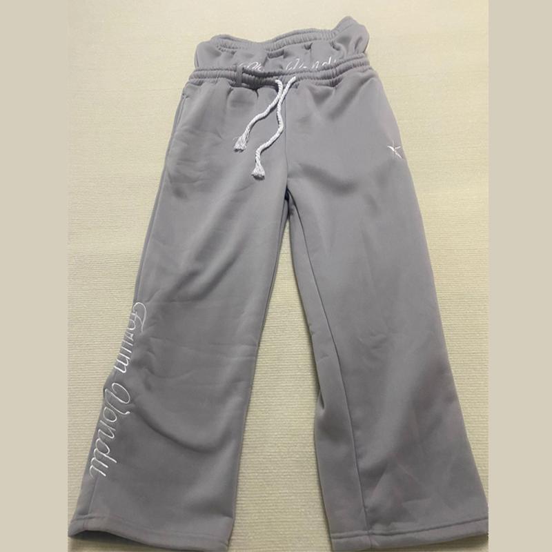 

Европейские и американские повседневные простые пары с вышивкой модные креативные спортивные штаны с двойной талией и складками L серый