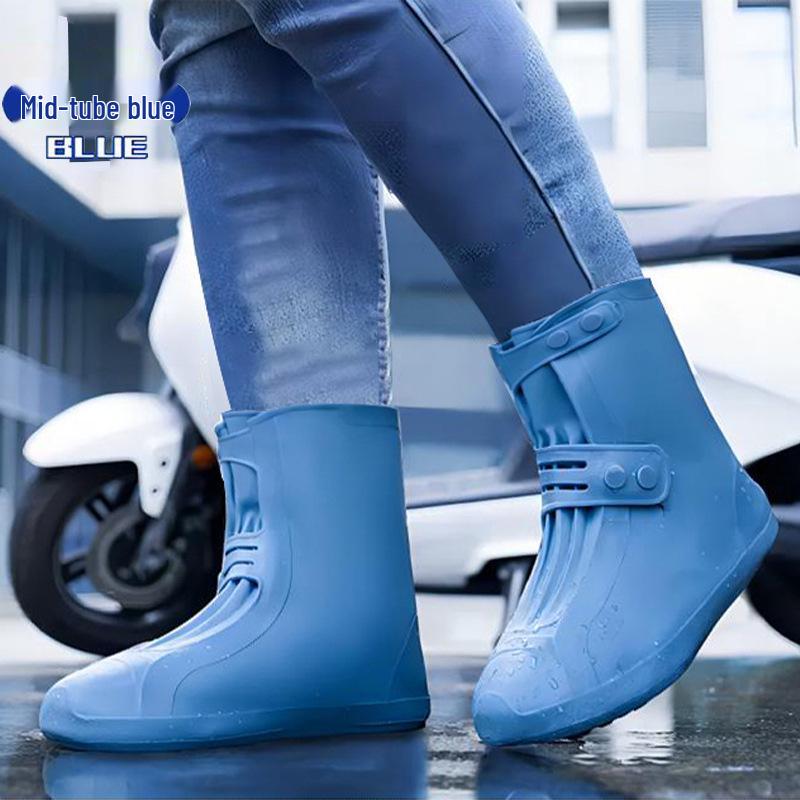 Wiederverwendbare Wasserdichte Silikon Anti-Rutsch Regenschuhüberzieher, Abriebfester High-Top Schutz für Damen und Kinder
