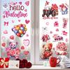 Valentine's Day Cartoon Bear Heart Electrostatic Window and Wall Stickers for Decoration