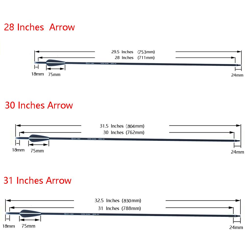 Archery 28/30/31 Inch Spine 500 Carbon Arrows With Steel Point for Compound Recurve Bow Hunting Shooting 5