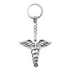 Medical Caduceus Star Charm Keychain Nurse Doctor Pendant Dinosaur Key Ring 30mm
