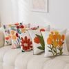 Pillowcase Floral Embroidery Cushion Case Features Vibrant Flower Patterns For Living Room Or Bedroom Decoration