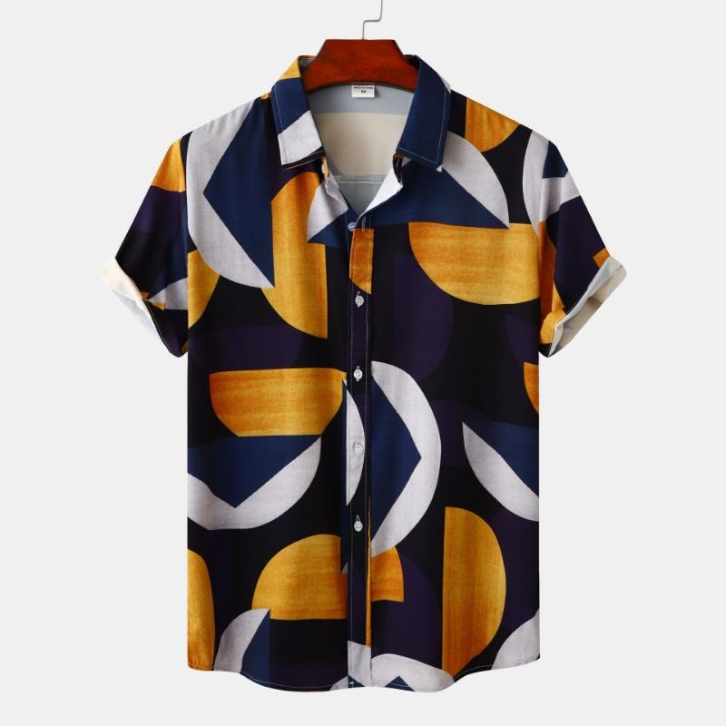 Sommer-Blumenprint-Design, Kurzärmeliges Strandurlaubshemd im europäischen und amerikanischen Stil für Herren