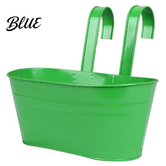 Metal Flower Pots with Hooks Hanging Planter Pot Drainage Holes Detachable Hooks Balcony Railing Planter Boxes Plant for Garden Fence Indoor