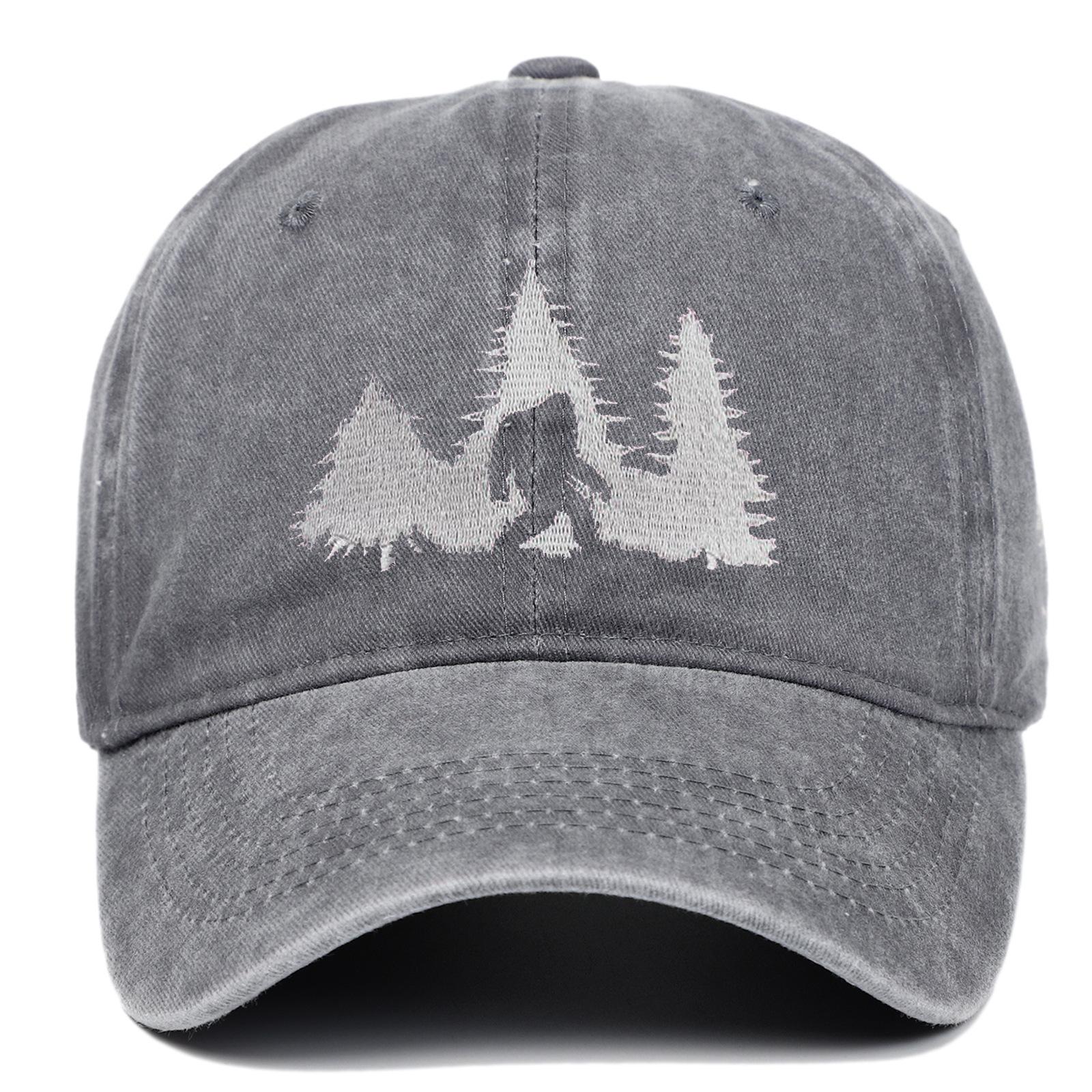 Nieuwe Bigfoot Geborduurde Vintage Gewassen Baseballpet Papa Hip Hop Adjustable gray