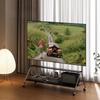 Solid Wood Mobile TV Floor Stand with Wheels