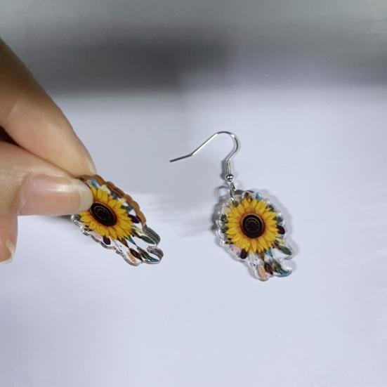 1 Pair Drop Earrings Sunflower Shape Lightweight Statement Earrings Exquisite Craftsmanship Earrings Jewelry Gift