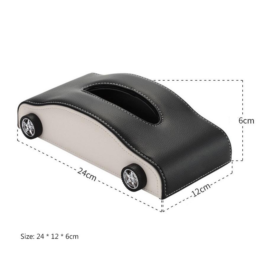 High-end Fashion Pu Leather Car Tissue Box Holder Business Armrest Box Tissue Box Cover Car Tissue Holder with Magnetic Bottom