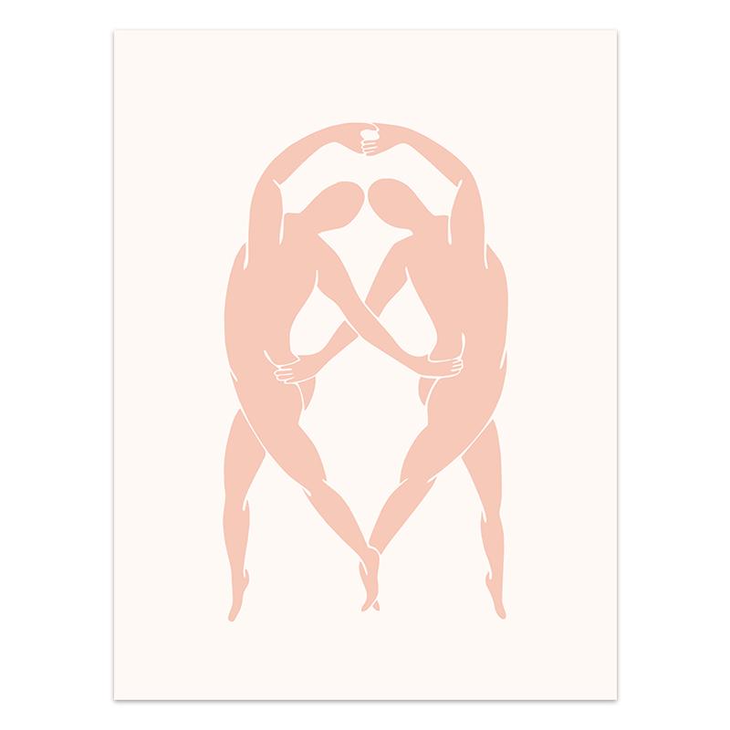 Abstrakt Matisse Girl Korall Färgglada Löv Nordiska affischer och tryck Modern väggkonst Canvasmålning Vardagsrum Heminredning