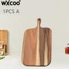 WXCOO1pc Long Handle Food Boards Kitchen Solid Wood Cutting Board Cake Dessert Tray Acacia Wood Food Boards Kitchen Supplies