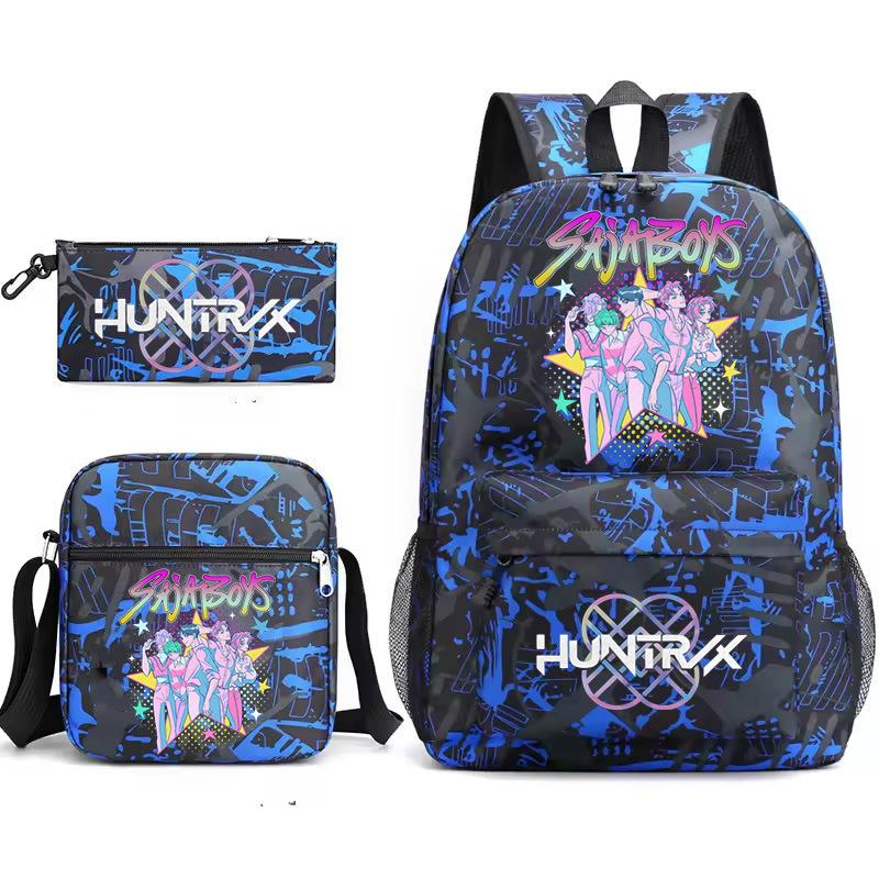 Large Capacity Schoolbag with Shoulder Strap; Student Three-piece Pencil Case Set