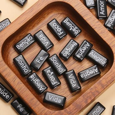 30PCS 14.5*7.5mm French Words Rectangle Loose Spacer for Jewelry Making Beads Bracelets Handmade Crafted Material Necklace DIY Accessories Pendants
