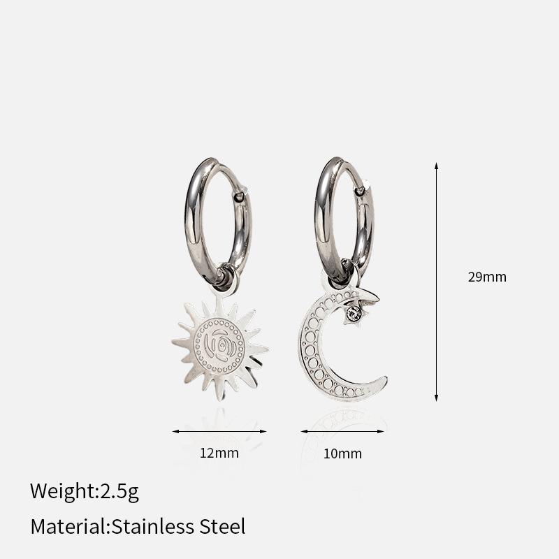 European and American INS Internet celebrities hot sale titanium steel earrings plated 18K gold sun stainless steel pendant earrings