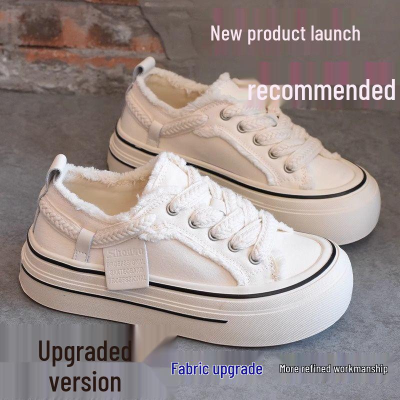 2025 Women's Retro Thick-Soled Canvas Shoes: Breathable, Versatile, Trendy Black for Fall