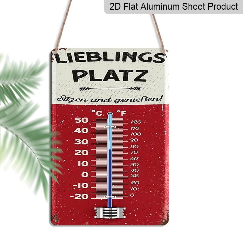 2D Flat, 1pc Aluminium Decorative Sign & Plaque, Vintage German Thermometer Wall Art, Perfect for Rooms, Kitchens, Living Rooms, Indoor & Outdoor