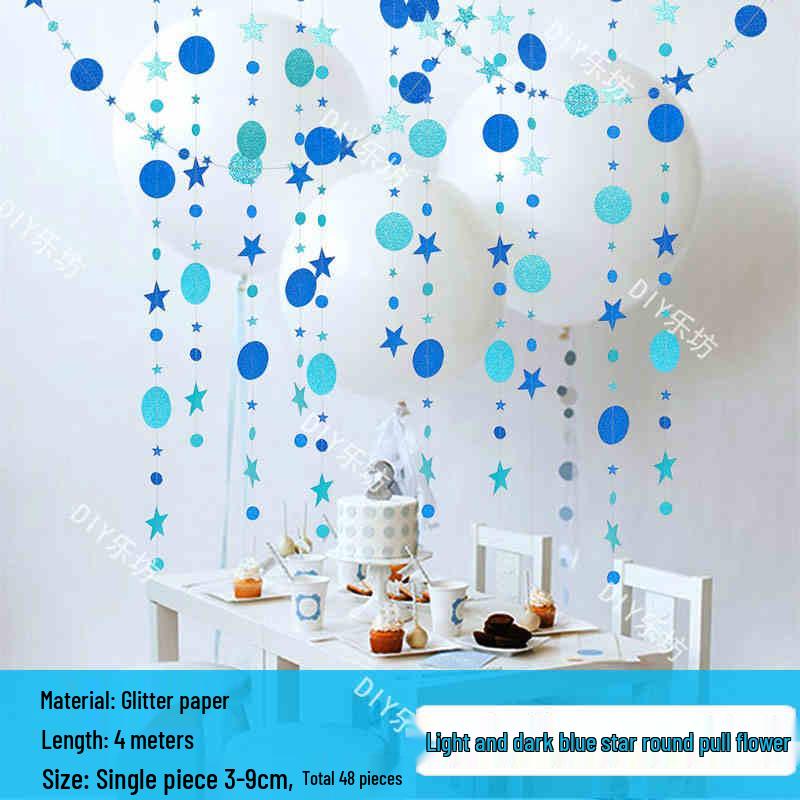 Blue Ocean Sky Tassel Ribbon Flag - Western Summer Theme Crepe Decoration