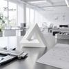Matte White Figurine Triangle Sculpture, 3D Printed Optical Illusion Figurine, Abstract Minimalist Geometric Clean Line Sculpture Desktop Decoration