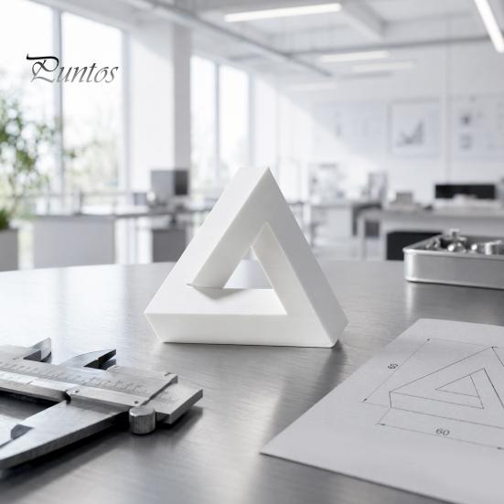 Matte White Figurine Triangle Sculpture, 3D Printed Optical Illusion Figurine, Abstract Minimalist Geometric Clean Line Sculpture Desktop Decoration