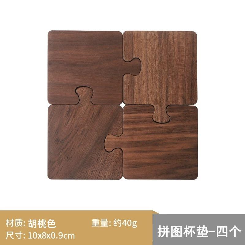 Puzzle coaster Solid wood log teacup mat Bamboo wood tea ceremony thermal insulation mat Wooden cup holder Tea mat Wooden tea holder