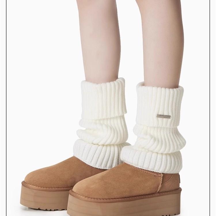 Vielseitige Strick-Beinwärmer mit Metall-Logo - Dicke, Warme, Schlankmachende Socken für Herbst und Winter