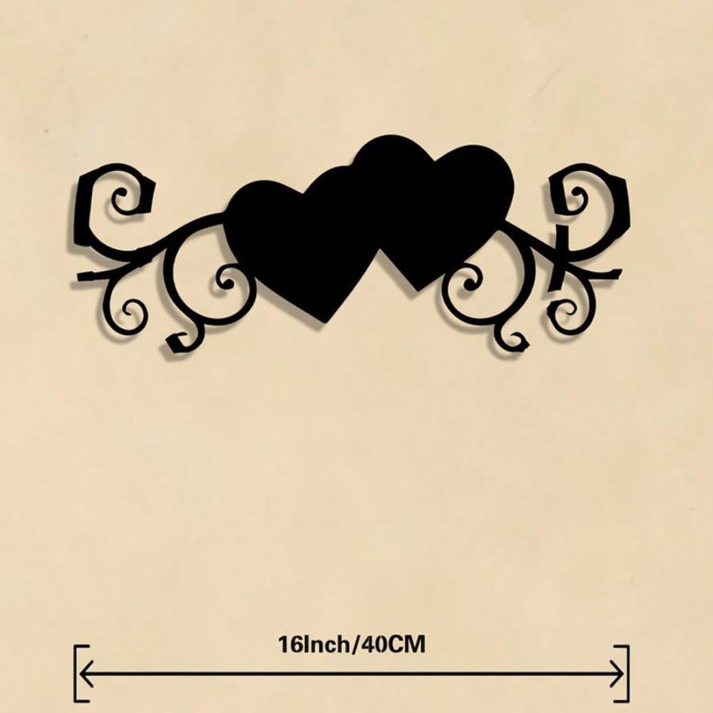 

Heart Shaped Scroll Metal Wall Decor Romantic Wrought Iron Art for Living Room Home Love Symbol 16x40
