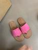 Retro one-word sandals women's summer 2025 new Mori women's fashion matte leather toe flat bottom flip-flops