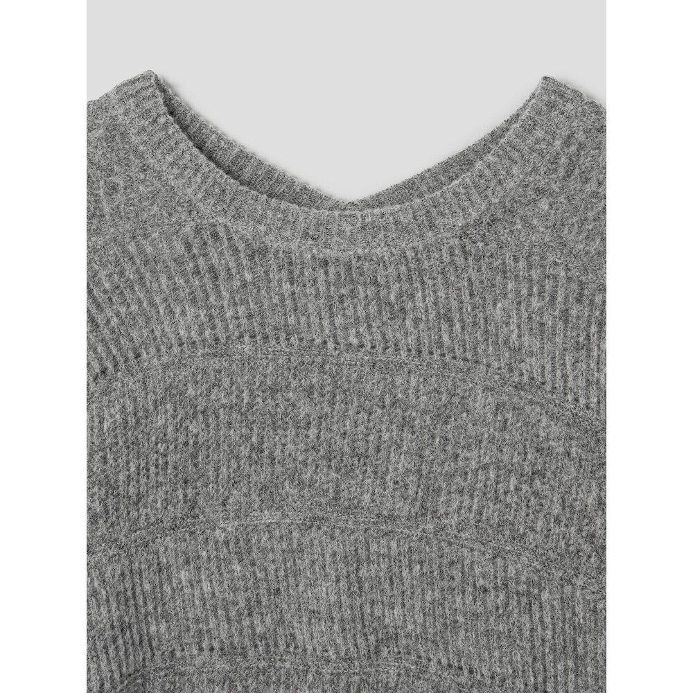 Anggae Alpaca Blend Round Pullover Gray