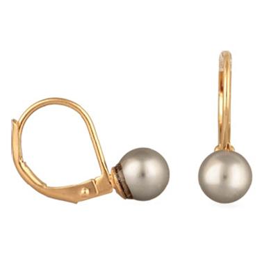 [M6713] - Gold Plated 'Perla' Gray Sleepers - 6 Mm