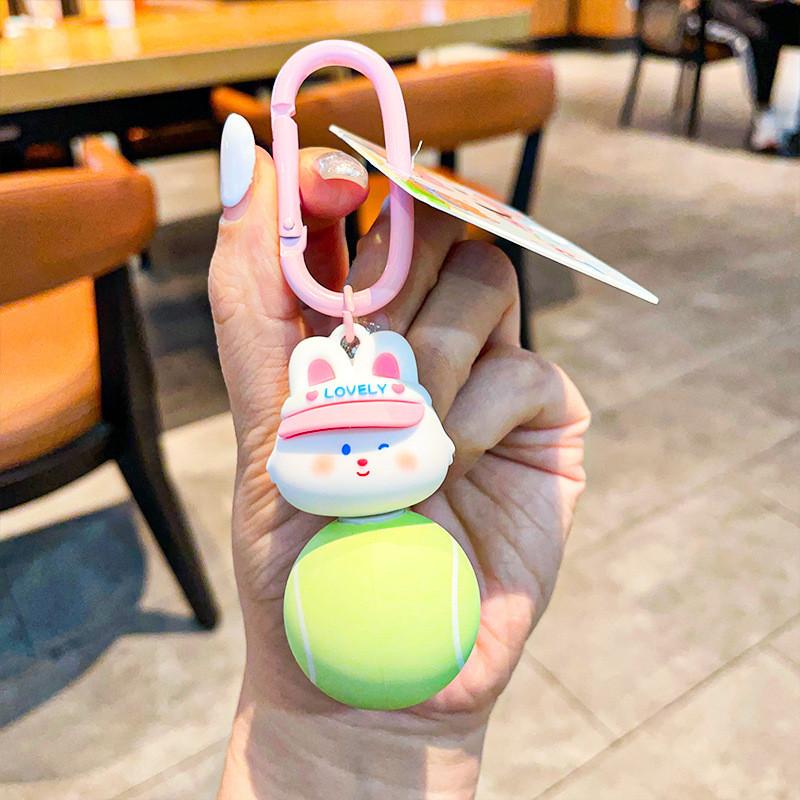 

Bear Bunny Sports Football Basketball Tennis Rotatable Key Chain Decoration Rabbit