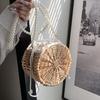 Handwoven Women's Bag Round Bag Shoulder Bag Crossbody Pearl String Design Vine Weaving Luxury Beach Phone Wallet Travel New