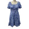 Square Neck Boho Floral Summer Dress Women Short Sleeve Smocked Swing A Line Flowy Ruffle Beach Sundress