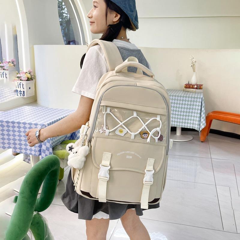Schoolbag1011 new fashion sweet wind junior high school bag ins wind foreign style Korean version campus backpack large capacity backpack
