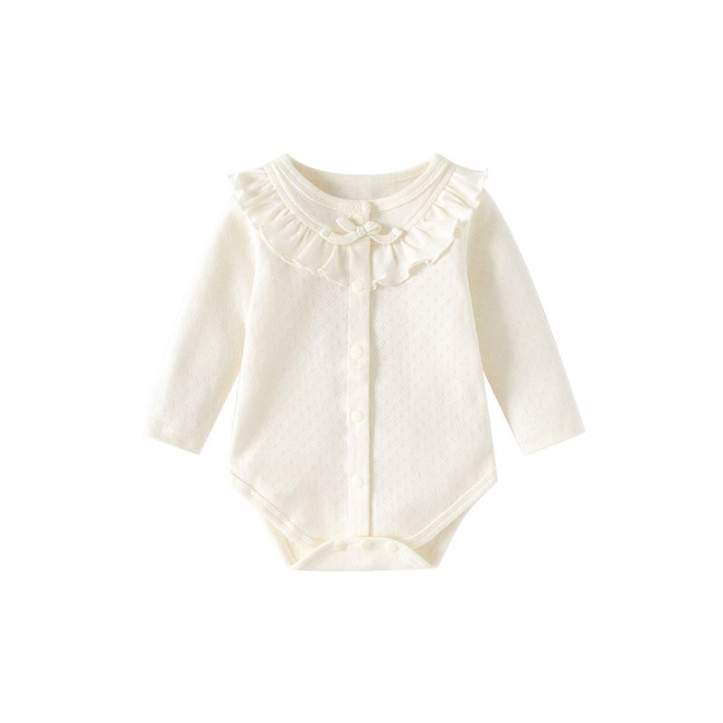 New Stylish Autumn Jacquard Pure Cotton Baby Romper Versatile for Young Girls Sweet and Cute Baby Clothes